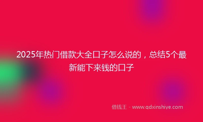 2025年热门借款大全口子怎么说的，总结5个最新能下来钱的口子