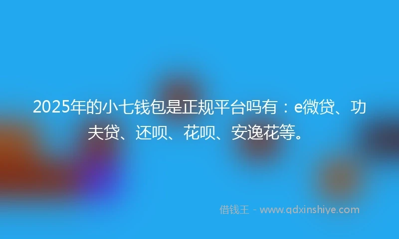 2025年的小七钱包是正规平台吗有：e微贷、功夫贷、还呗、花呗、安逸花等。