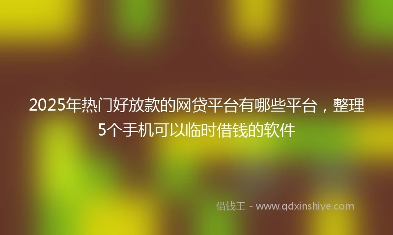 2025年热门好放款的网贷平台有哪些平台，整理5个手机可以临时借钱的软件