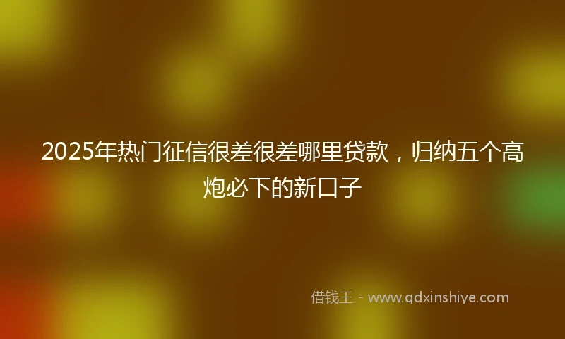 2025年热门征信很差很差哪里贷款，归纳五个高炮必下的新口子