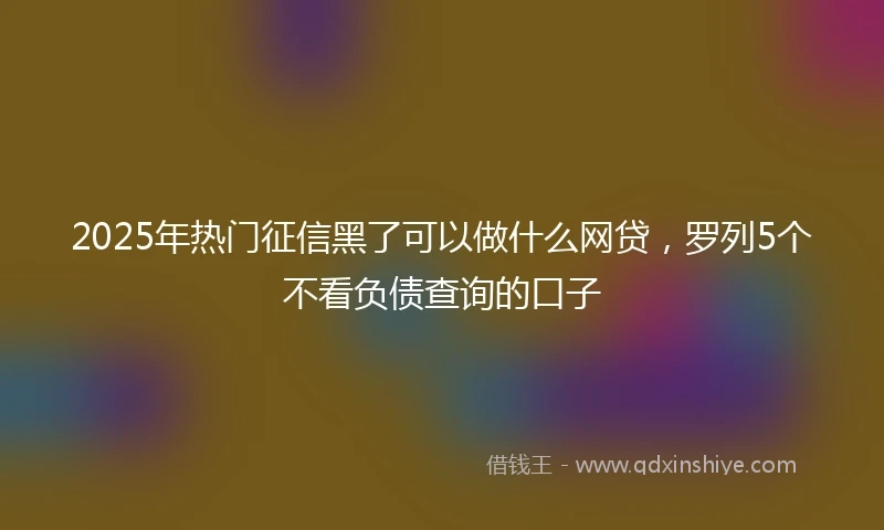 2025年热门征信黑了可以做什么网贷，罗列5个不看负债查询的口子