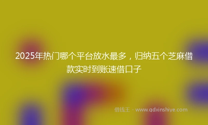 2025年热门哪个平台放水最多，归纳五个芝麻借款实时到账速借口子