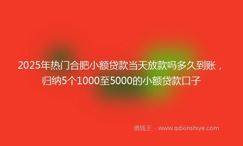 2025年热门合肥小额贷款当天放款吗多久到账，归纳5个1000至5000的小额贷款口子