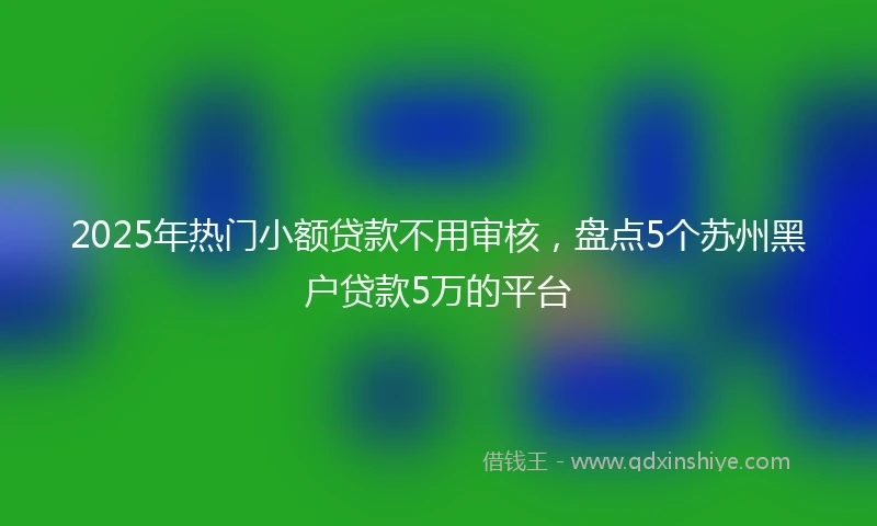 2025年热门小额贷款不用审核，盘点5个苏州黑户贷款5万的平台