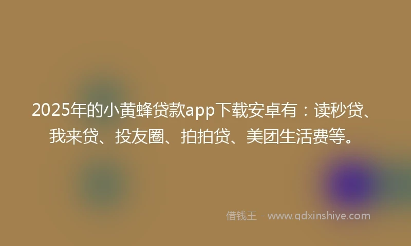 2025年的小黄蜂贷款app下载安卓有：读秒贷、我来贷、投友圈、拍拍贷、美团生活费等。