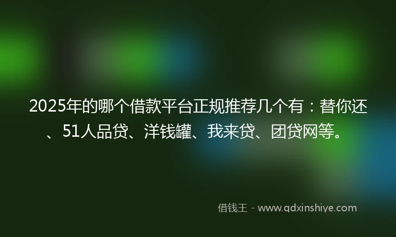 2025年的哪个借款平台正规推荐几个有：替你还、51人品贷、洋钱罐、我来贷、团贷网等。