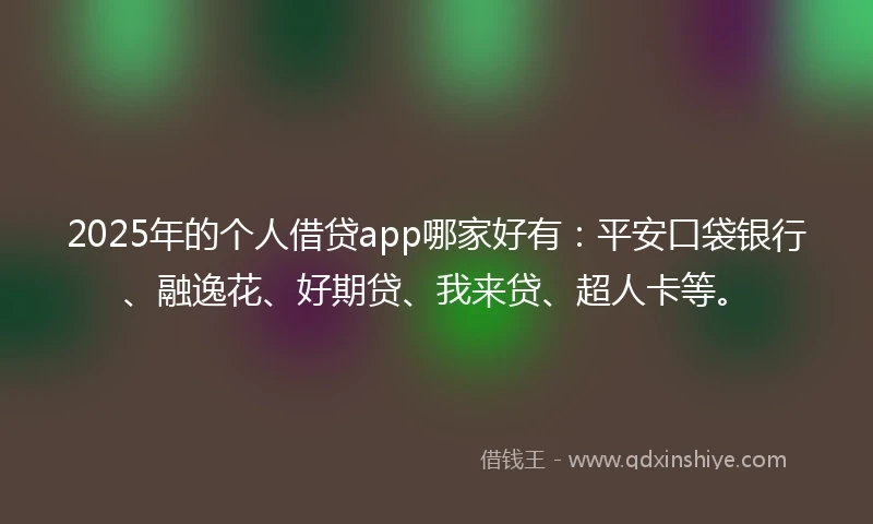 2025年的个人借贷app哪家好有：平安口袋银行、融逸花、好期贷、我来贷、超人卡等。