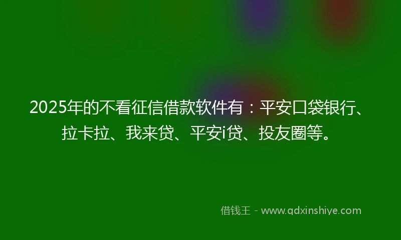 2025年的不看征信借款软件有：平安口袋银行、拉卡拉、我来贷、平安i贷、投友圈等。