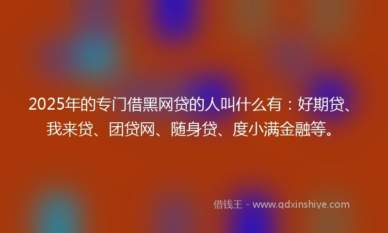 2025年的专门借黑网贷的人叫什么有：好期贷、我来贷、团贷网、随身贷、度小满金融等。