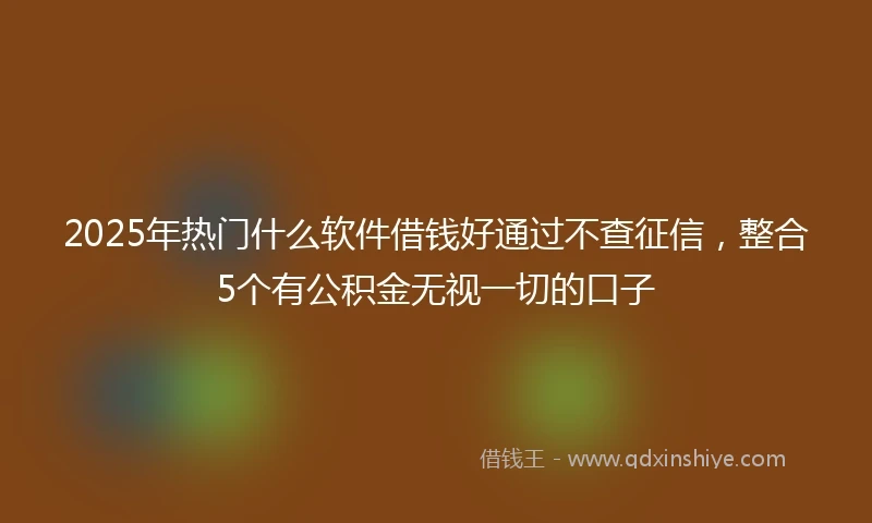 2025年热门什么软件借钱好通过不查征信，整合5个有公积金无视一切的口子