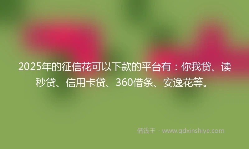 2025年的征信花可以下款的平台有：你我贷、读秒贷、信用卡贷、360借条、安逸花等。