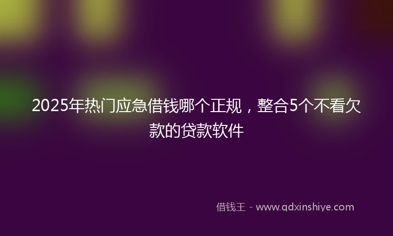 2025年热门应急借钱哪个正规，整合5个不看欠款的贷款软件