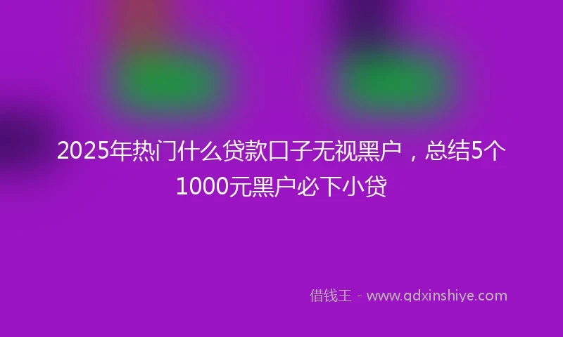 2025年热门什么贷款口子无视黑户，总结5个1000元黑户必下小贷
