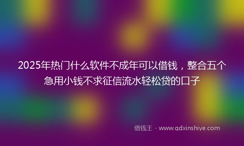 2025年热门什么软件不成年可以借钱，整合五个急用小钱不求征信流水轻松贷的口子