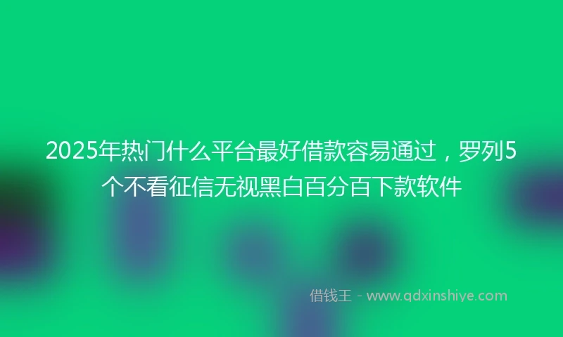 2025年热门什么平台最好借款容易通过，罗列5个不看征信无视黑白百分百下款软件