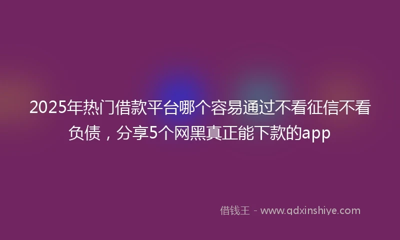 2025年热门借款平台哪个容易通过不看征信不看负债，分享5个网黑真正能下款的app