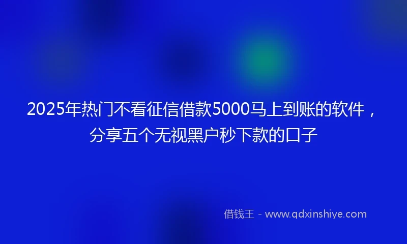 2025年热门不看征信借款5000马上到账的软件，分享五个无视黑户秒下款的口子