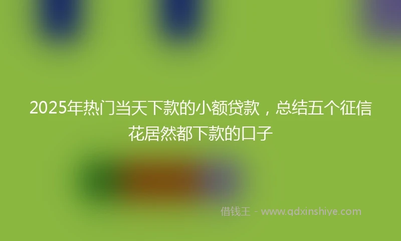 2025年热门当天下款的小额贷款，总结五个征信花居然都下款的口子