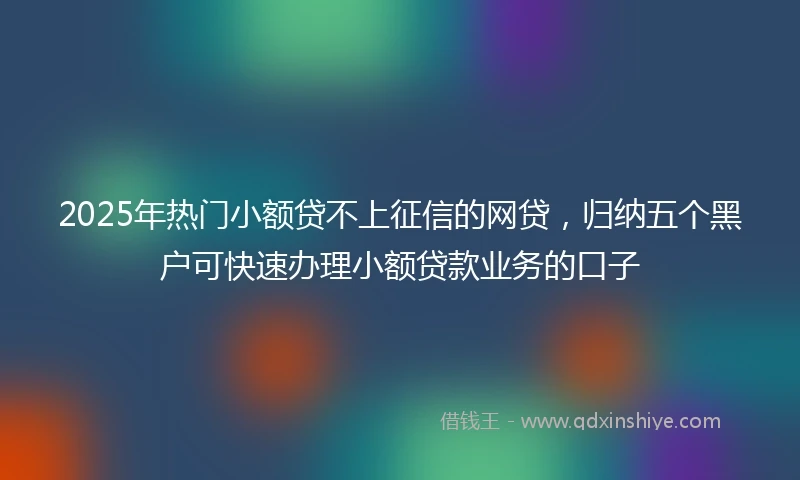 2025年热门小额贷不上征信的网贷，归纳五个黑户可快速办理小额贷款业务的口子