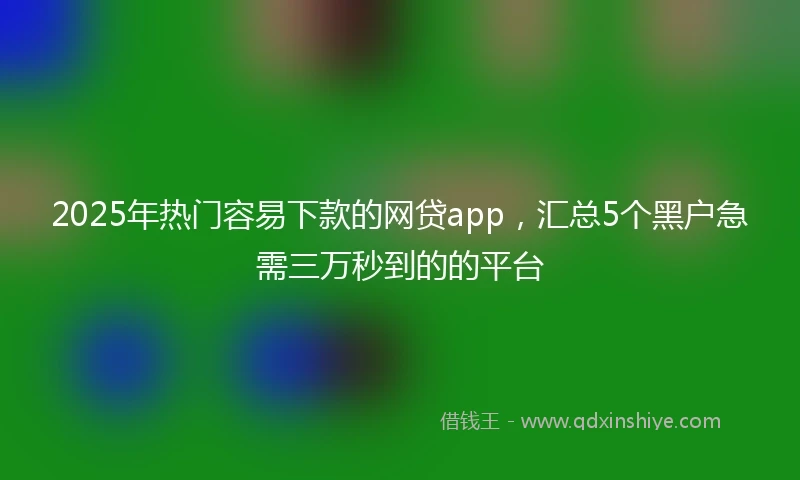 2025年热门容易下款的网贷app，汇总5个黑户急需三万秒到的的平台
