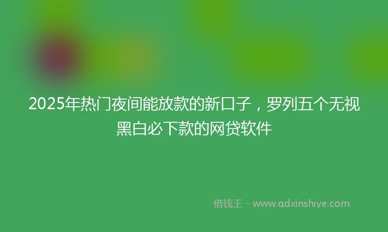 2025年热门夜间能放款的新口子，罗列五个无视黑白必下款的网贷软件