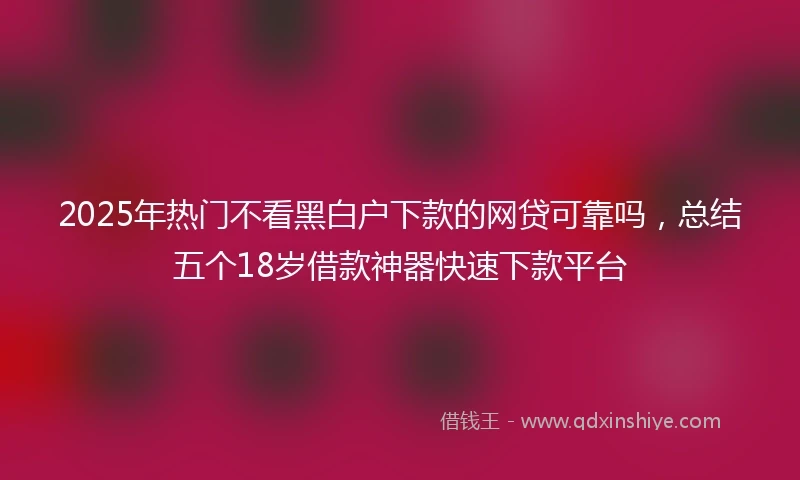 2025年热门不看黑白户下款的网贷可靠吗，总结五个18岁借款神器快速下款平台