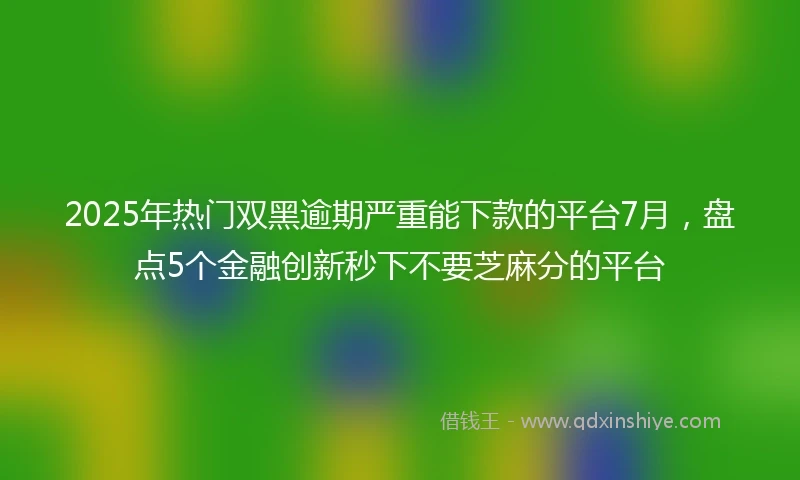 2025年热门双黑逾期严重能下款的平台7月，盘点5个金融创新秒下不要芝麻分的平台