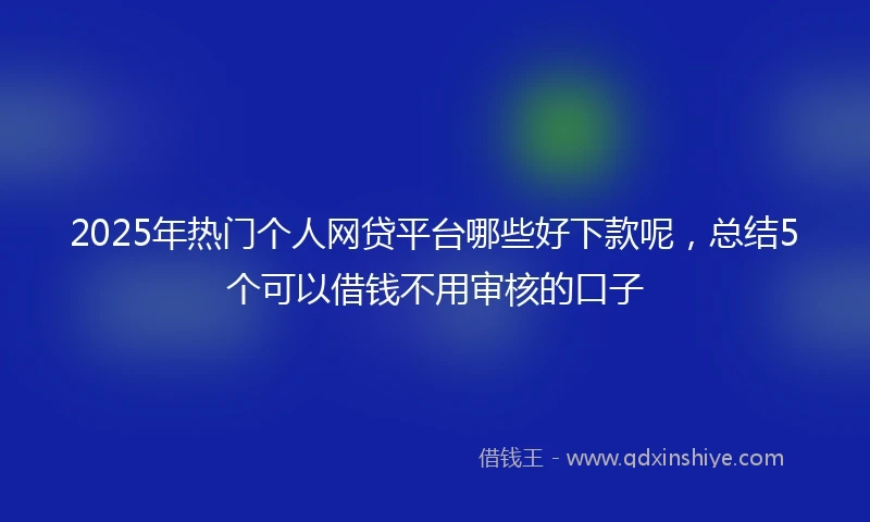2025年热门个人网贷平台哪些好下款呢，总结5个可以借钱不用审核的口子