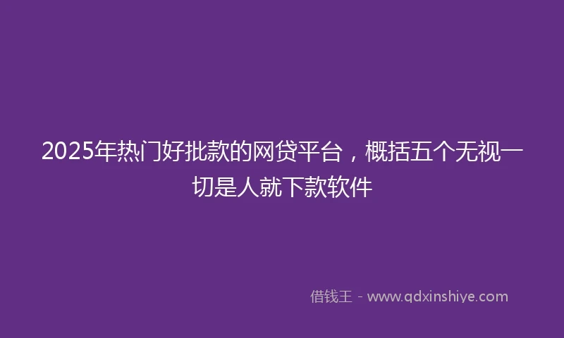 2025年热门好批款的网贷平台,概括五个无视一切是人就下款软件