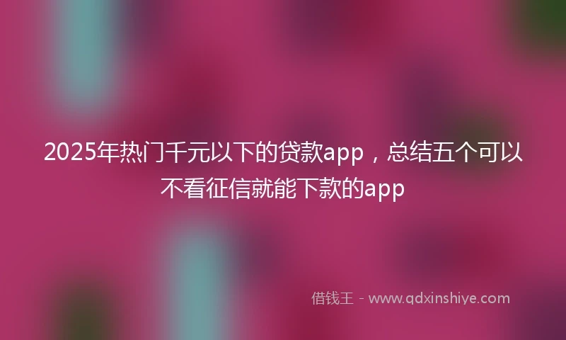 2025年热门千元以下的贷款app，总结五个可以不看征信就能下款的app