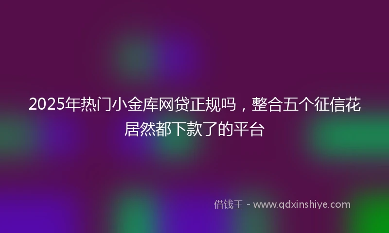 2025年热门小金库网贷正规吗，整合五个征信花居然都下款了的平台
