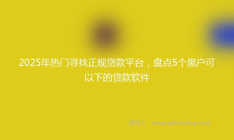 2025年热门寻找正规贷款平台，盘点5个黑户可以下的贷款软件