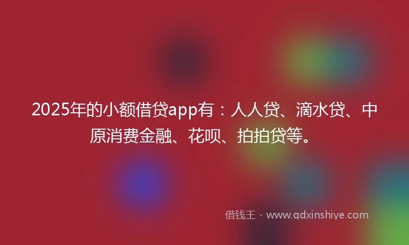 2025年的小额借贷app有：人人贷、滴水贷、中原消费金融、花呗、拍拍贷等。
