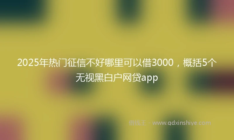 2025年热门征信不好哪里可以借3000，概括5个无视黑白户网贷app