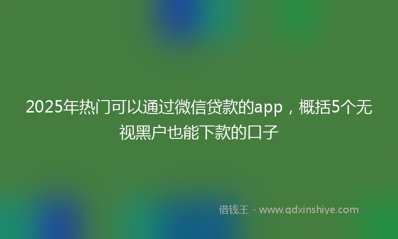 2025年热门可以通过微信贷款的app，概括5个无视黑户也能下款的口子
