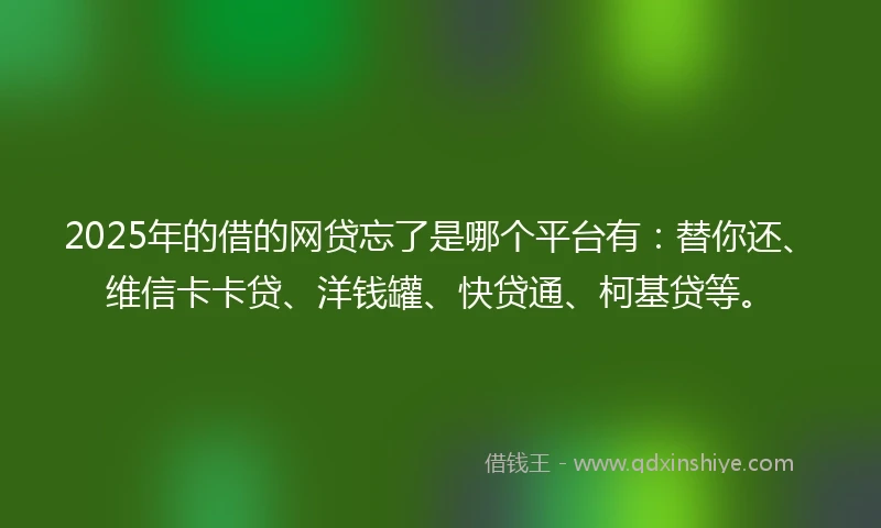 2025年的借的网贷忘了是哪个平台有：替你还、维信卡卡贷、洋钱罐、快贷通、柯基贷等。