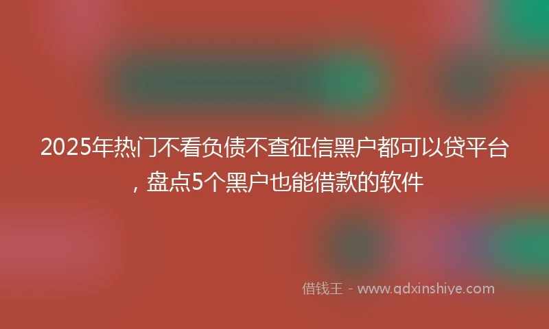 2025年热门不看负债不查征信黑户都可以贷平台，盘点5个黑户也能借款的软件