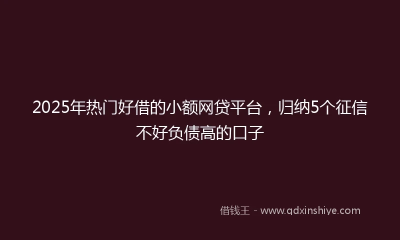 2025年热门好借的小额网贷平台，归纳5个征信不好负债高的口子