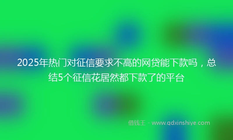 2025年热门对征信要求不高的网贷能下款吗，总结5个征信花居然都下款了的平台