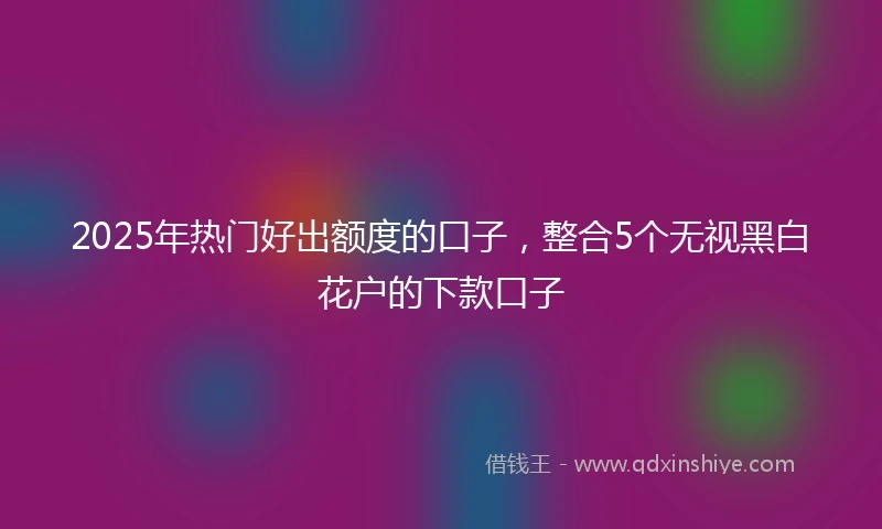 2025年热门好出额度的口子,整合5个无视黑白花户的下款口子