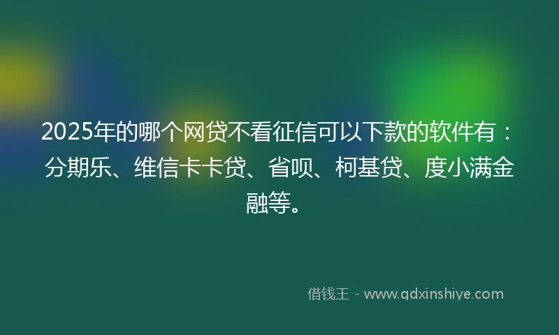 2025年的哪个网贷不看征信可以下款的软件有：分期乐、维信卡卡贷、省呗、柯基贷、度小满金融等。