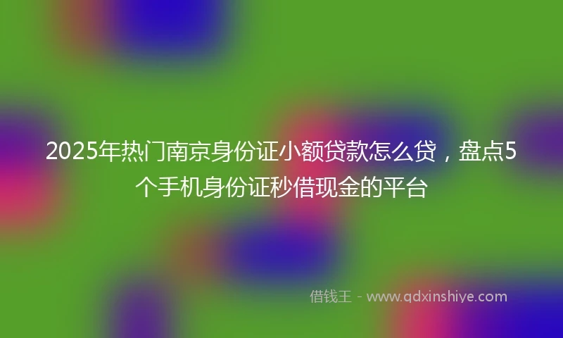 2025年热门南京身份证小额贷款怎么贷，盘点5个手机身份证秒借现金的平台