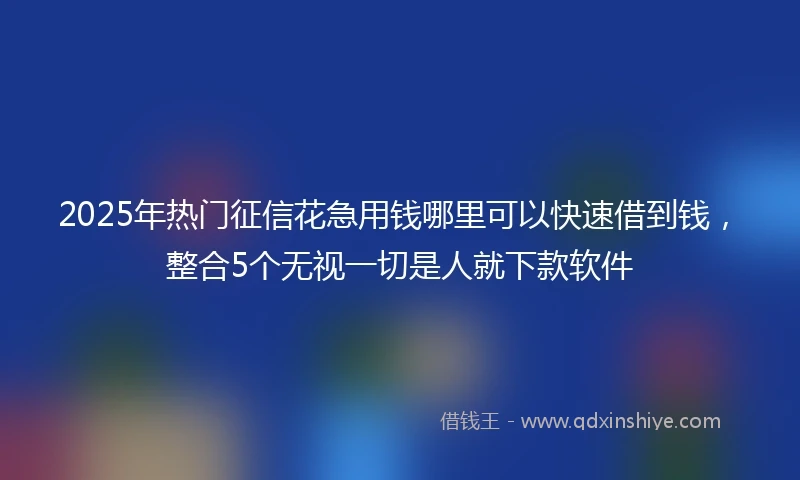 2025年热门征信花急用钱哪里可以快速借到钱，整合5个无视一切是人就下款软件