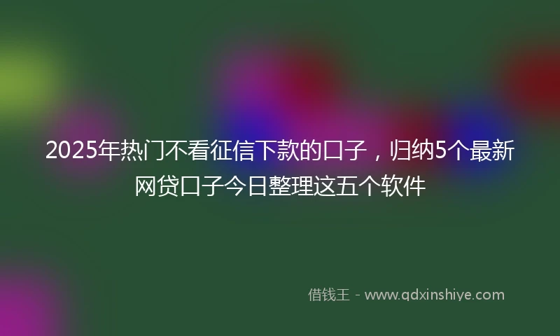 2025年热门不看征信下款的口子，归纳5个最新网贷口子今日整理这五个软件