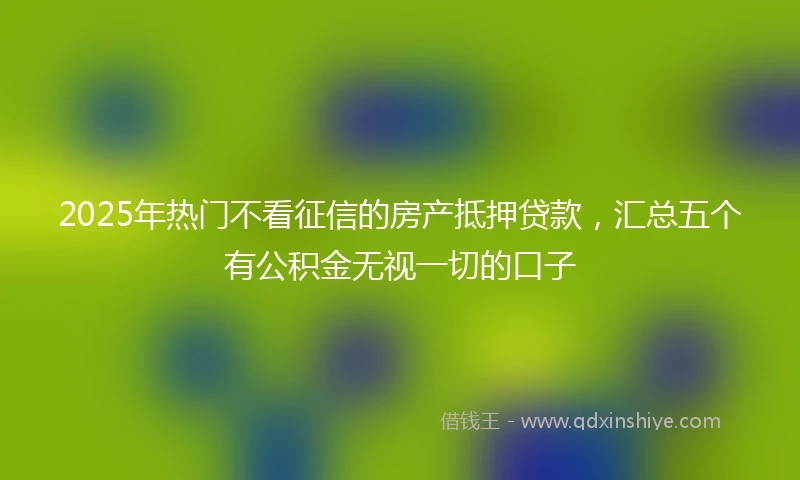 2025年热门不看征信的房产抵押贷款，汇总五个有公积金无视一切的口子