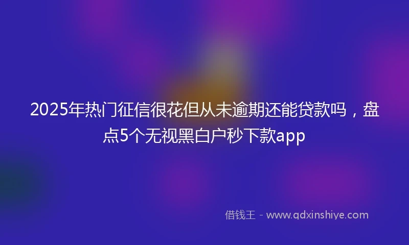 2025年热门征信很花但从未逾期还能贷款吗，盘点5个无视黑白户秒下款app
