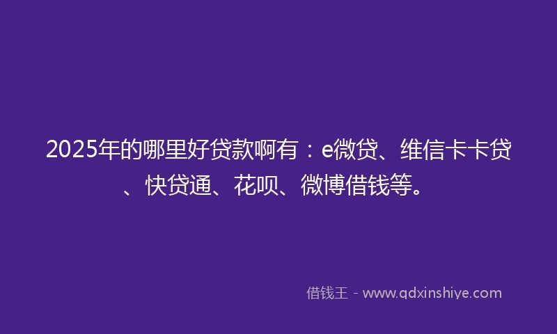 2025年的哪里好贷款啊有：e微贷、维信卡卡贷、快贷通、花呗、微博借钱等。