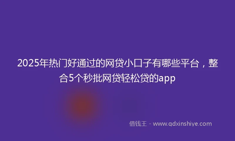 2025年热门好通过的网贷小口子有哪些平台,整合5个秒批网贷轻松贷的app