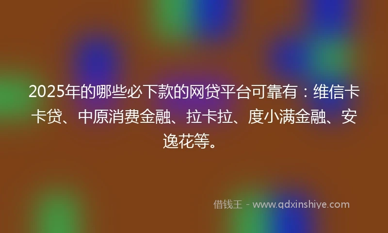 2025年的哪些必下款的网贷平台可靠有：维信卡卡贷、中原消费金融、拉卡拉、度小满金融、安逸花等。