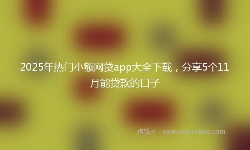 2025年热门小额网贷app大全下载，分享5个11月能贷款的口子